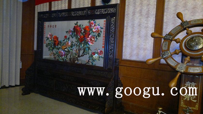 中石化會議刺繡擺件，中石油公司贈 嬌古蘇繡禮品